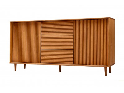 Balcão buffet com 1,60 metros com 2 portas e 3 gavetas no acabamento em cera natural com toque acetinado / Coleção Jazz